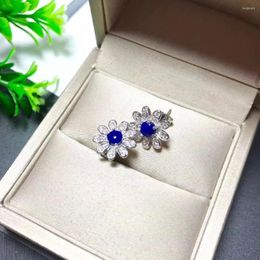 Stud Earrings Wedding Gift Lapis Earring Natural And Real 925 Sterling Silver Stone