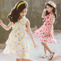 Girl Dresses Baby Girls Bohemian Dress 2023 Summer Teens Princess Mesh Sleeveless Beach Pink And Yellow 5 6 8 12 9 10 11 Year