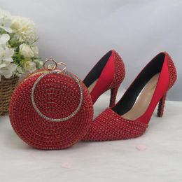 Vestido sapatos baooyafang pérola vermelha ponta -nosas e bolsa sapato de festa doce
