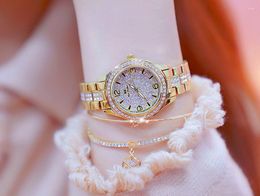 Wristwatches Fashion Full Diamond Women's Watch Crystal Ladies Bracelet Wrist Watches Clock Relojes Quartz For Women121735