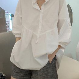 Women's Blouses Spring And Summer Loose Fitting Pullover Shirt Stand Collar A-line Baby 20230105