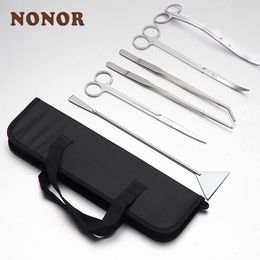 Tools NONOR 5/6pcs Aquarium Tools Set Plants Tweezers and Scissors Grass Stainless Steel Cleaning Tools Plants Fish Tank Accessories