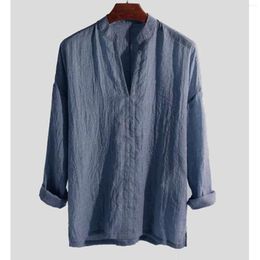 Men's Casual Shirts Shirt Men Long Sleeve Oversize Tops Neck Boho Style Mens Plus Size Tees