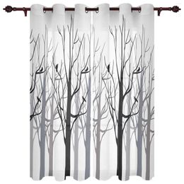 Curtain Branch Silhouette Bird Modern Curtains For Living Room Home Decoration El Drapes Bedroom Fancy Window Treatments