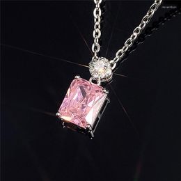 Pendant Necklaces CAOSHI Elegant Sweet Pink Crystal Stone Necklace For Women Romantic Wedding Accessories With Fashion Simple Style Fancy