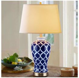 Table Lamps Classical Blue Ceramic Lamp Bedroom Bedside Lighting Living Room Study Home Decor And White Porcelain Desk
