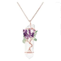 Pendant Necklaces Light Yellow Gold Colour Wire Wrap Irregular Shape Rock Crystal Necklace With Many Style Small Stone Jewellery