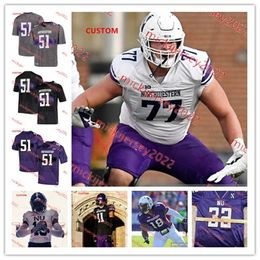 Northwestern Football Jersey Chris Petrucci Aidan Hubbard Custom Stitched Mens Youth 44 Khalid Jones 94 Jason Gold Jr. Theran Johnson Northwestern Wildcats Jerseys