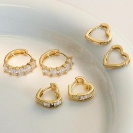 Hoop Earrings BUY Trendy Gold Colour Wedding Earring For Elegant Women Luxury CZ Zircon Heart Circle Christmas Gift