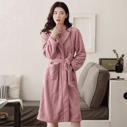 Women's Sleepwear Winter Robe Women Thicken Warm Soft Pajamas Female Flannel Set Long Sleeve Bathrobe For Girls Ladies Pyjama