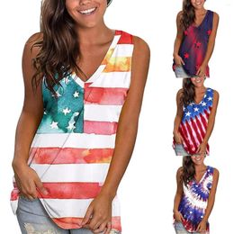 Camisoles & Tanks Women's Independence Day Stitching Color Matching National Woman Summer Tops Compression Shirt Long Sleeve Layering