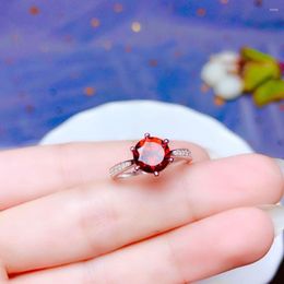 Cluster Rings Fashionable Natural Mozambique Garnet Ring Women's Wine Red Mask Rose Gold