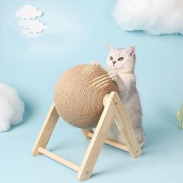 Toys Cat Toy Scratching Ball Cat Scratching Hemp Rope Ball Climbing Frame Wooden Scratching Post Wearresistant Pet Furniture Supplie