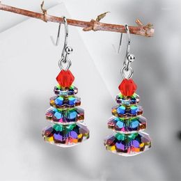 Dangle Earrings Trendy Silver Color Metal Carving Christmas Tree For Women Fashion Inlaid Zircon Earring Jewelry