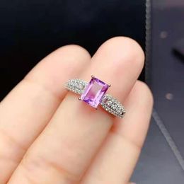 Cluster Rings Real 925 Sterling Silver High-quality Natural Amethyst Ellipse Ring Fashion Fine Wedding Jewellery For Women MeiBaPJFS