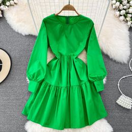 Casual Dresses Spring And Autumn Vintage Sweet Sen Department Long Sleeve Solid Colour Loose First Love Dress