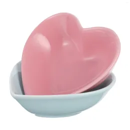 Bowls 2 Pcs Heart Shaped Bowl Jewelry Tray Breakfast Sushi Flavored Ceramics Tasting Dinner Party