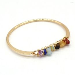 Bangle Natural Semi-precious Stones Round Opening Golden Crystal Bud Boutique DIY Fashion Charm Jewelry Bracelet