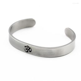 Bangle Stainless Steel Sanskrit OM Bracelet For Men Women Omkar Cuff Bracelete Hinduism Yoga Energy Jewelry Party Gift