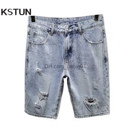 Men's Shorts Ripped Jeans Shorts Men Summer Light Blue Straight Denim Shorts Man Hip Hop Distressed Holes Short Male Jeans Hombre Oversize 42 T230502