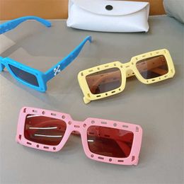 Fashion OFF W sunglasses high quality Sweet cool punk net red cut-out hole fashion pink hot girls new box