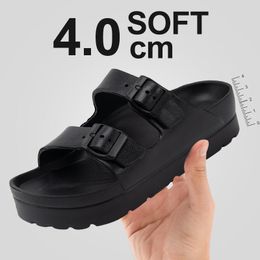 Sandals Summer Platform Women Thick-soled Slippers Casual Flat Buckle Slides Ladies Candy Color Open Toe Beach Footwear 36-41Sandals