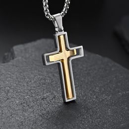 Pendant Necklaces Design Hip Hop Christian Cross Rotatable Bible Long Box Chain Amulet Stainless Steel Male Mens Jewellery