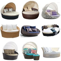 Camp Furniture Outdoor Rattan Leisure Round Bed Beach Holiday Villa Garden El