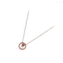 Pendant Necklaces Steel Dual Ring Necklace Decorative Unfading Scratchproof Party Dating Travelling Choker Ornament Birthday Gift