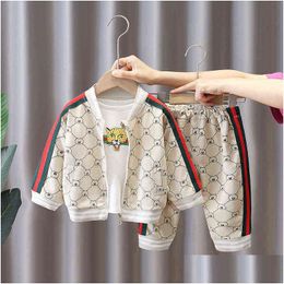 Kleidung Sets Trainingsanzüge für Bebe Jungen Kleinkind Casual Baby Kleidung Frühling Herbst Neugeborene Mode Baumwolle Coatsaddtopsadd 3Pcs Y220310 Dh36T