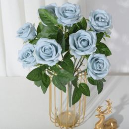 Decorative Flowers Artificial Rose Easy Care Home Decoration 9 Bulbs Wedding Party Imitation Balcony Decor Stuff