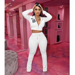 Women's Two Piece Pants COZOK 2023 INS High-end Tracksuits Young Casual High Waist Full Sleeve Cloth Long Boot Cut Skinny Women 2 Set