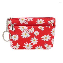 Storage Bags Small Daisy Vintage Print Coin Purse Ladies Mini Wallet Clutch With Zipper Keychain Pouch Key Card Holder