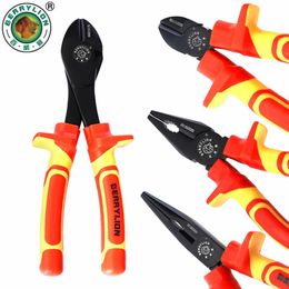 Tang 1PC Wire Cutter 6'' 7'' VDE Diagonal Pliers Cutting Tool Insulated Combination Pliers 1000V Long Nose Pliers For Electrician