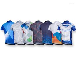 Racing Jackets Blue Pattern KEYIYUAN Spring Summer 2023 MTB Men's Bicycle Clothing Short Top Breathable Camisa Ciclismo Masculina