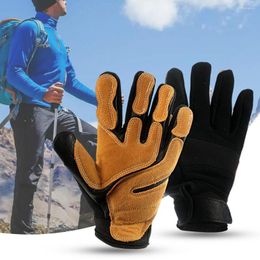 Cycling Gloves 1 Pair Training Double Layer Faux Leather Breathable Outdoor Full Fingers Heat Insulation Sport For Riding