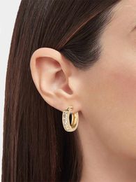 Hoop Earrings Classic Ear Buckle For Women Trendy Gold Color Circle CZ Accessories Geometric Fine Jewelry Copper