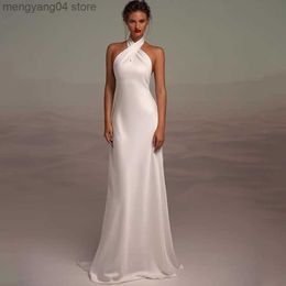 Party Dresses Fashion High Neck Halter Wedding Dresses Sexy Backless A-Line Floor Length Gown Civil Bride Beach Wedding Party Dress for Bridal T230502