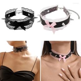 Chains Vintage Lace Leather Choker Necklace Women Men Harajuku Gothic Punk Sexy Rivet