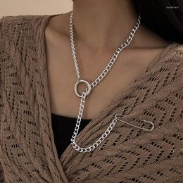 Chains Punk Hollow Thick Chain Necklace For Women Vintage Party Jewellery Geometric Round Circle Pin Necklaces Kolye Decorations Gift