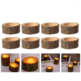 Candle Holders 10 Pcs Tea Light Decorative Bulk Table Tray Natural Candlestick Tealight Holder Wooden Serving