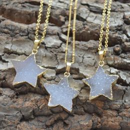 Pendant Necklaces Nature Star Shape Druzy Choker Necklace Fashion Women Jewellery