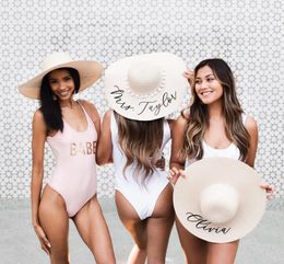 Wide Brim Hats Personalised Beach Bridesmaid Custom Name Bachelorette Hat - Wedding Favour Gifts Floppy With Bridal