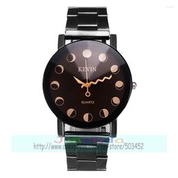 Wristwatches 100pcs/lot Kevin Dot Number Stainless Steel Watch Fashion Special Pointer Wrap Quartz Casual For Unisex Wholesale