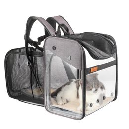 Strollers Expandable Pet Cat Carrier Backpack Dog Transparent Bag PVC Capsule Cat Bag Travelling Portable Bag Folding Cats Shoulder Bags