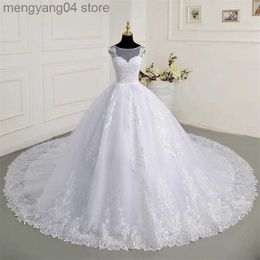 Party Dresses Luxury Lace Wedding Dresses Elegant Sleeveless Vestido De Noiva Formal Bridal Ball Gown Real Photo Plus Size 2023 New Pure White T230502