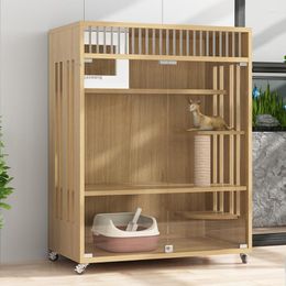 Cat Carriers Indoor Living Room Balcony Cages Breathable Small Animals Cabinet Pets Nest Solid Wood Cats Fashion Simple Villa G