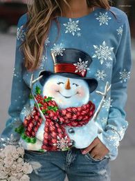 Women's Hoodies Christmas Hoodie Women Fashion O-neck Snowflake Sweatshirt Long Sleeve Snowman Sweats Autumn Winter Coats