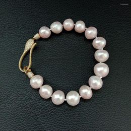 Strand LJHMY B012932 8" Natural Purple Keshi Pearl Bracelet CZ Clasp