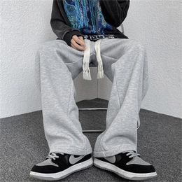 Men's Pants Casual Mens Straight Woman Pantalones Oversized Wide Leg Sweatpants Male Streetwear Black Grey Colour MenTrousers Men